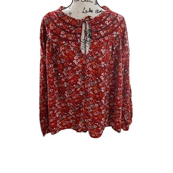 Universal Thread Floral Blouse Womens Boho Cottagecore Peasant Tie Front 2XL - Picture 2 of 8